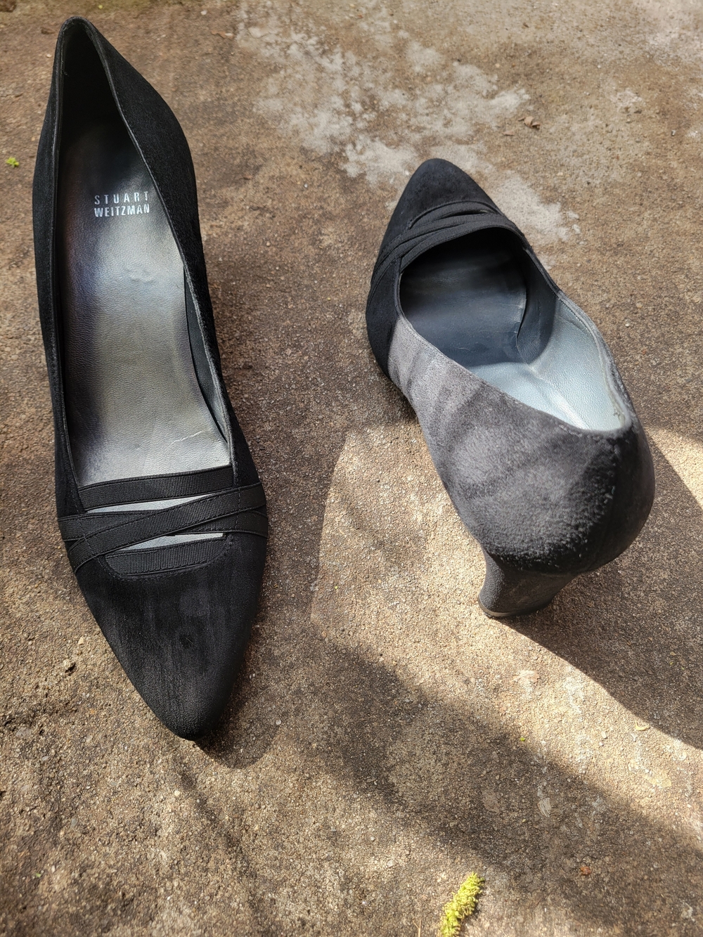 Stuart Weitzman Black Suede Pointed Toe Wedge Pumps Size 11 Classic Chic